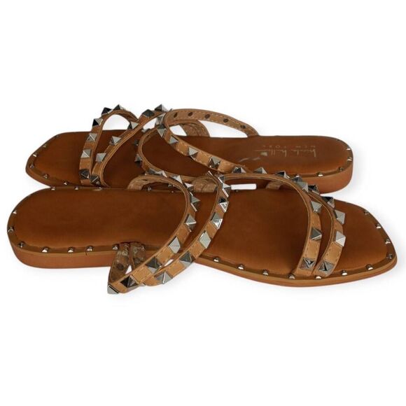 NICOLE MILLER NUDE SILVER STUDDED SANDALS SZ.8.5 EUC. - Picture 4 of 7